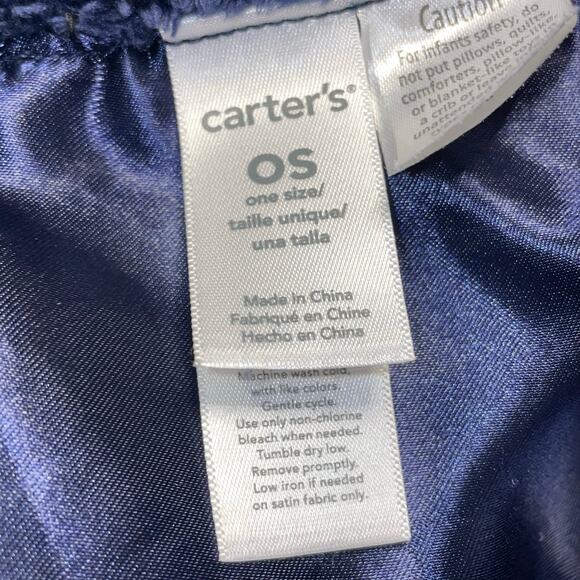 Carters Hippo Lovey Security Blanket Navy Gray Rattle Satin Lined Plush Baby Toy - Picture 7 of 10